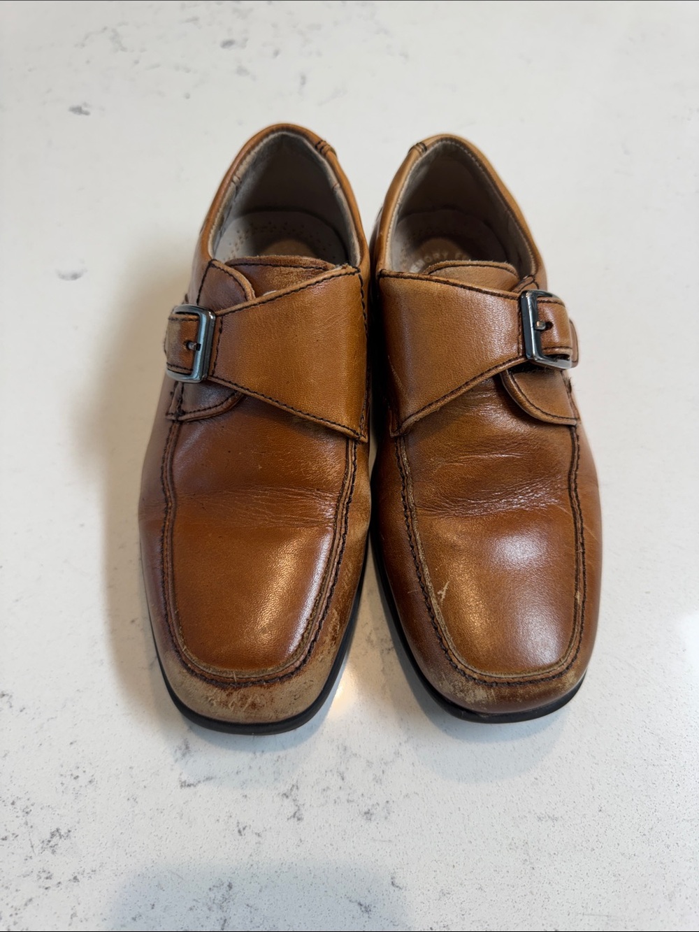 Little Boys size 10.5 Florsheim Tan Leather dress shoes